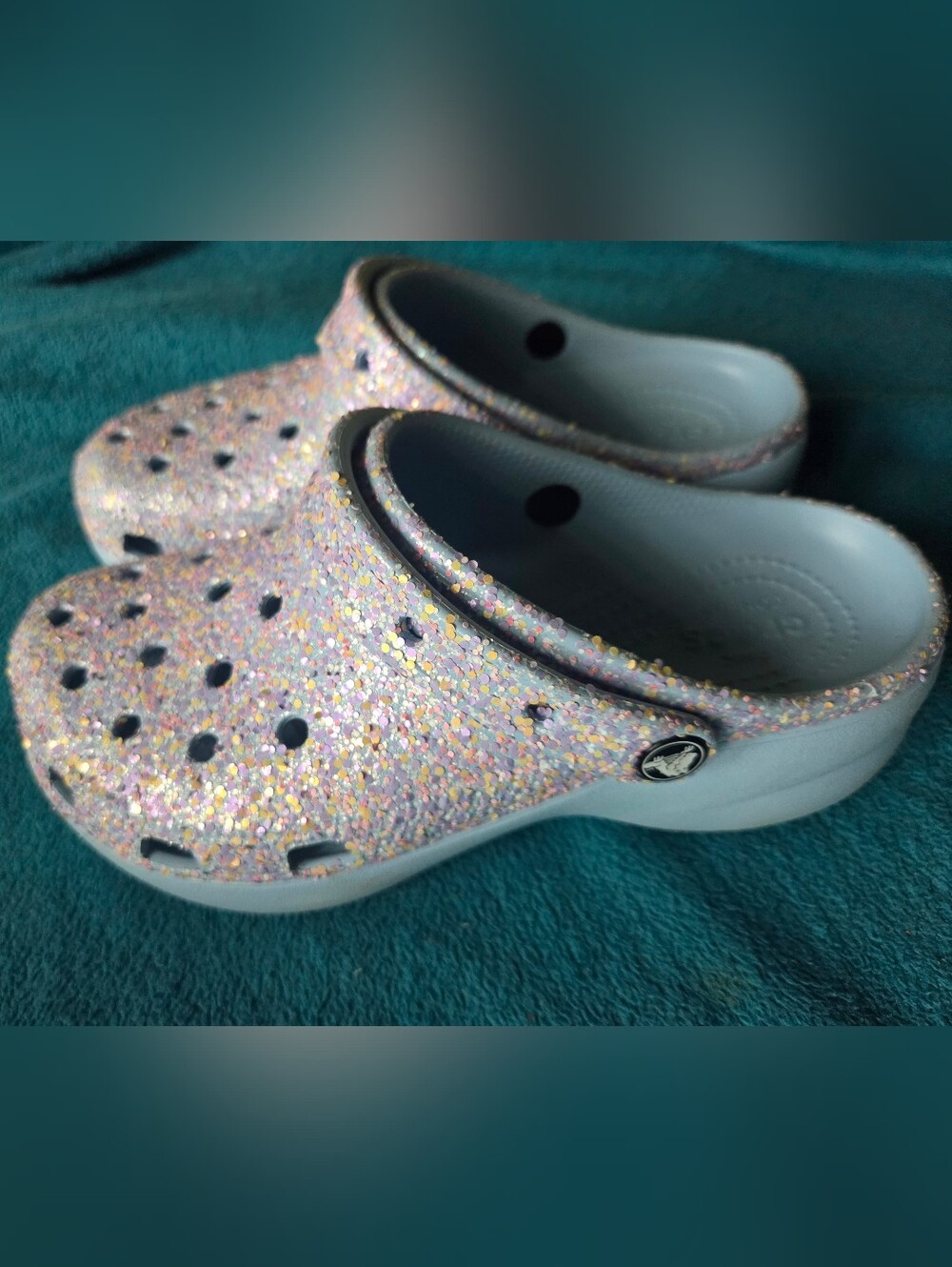 Womens Glitter Slip-On Clogs - Pink/Multicolor
